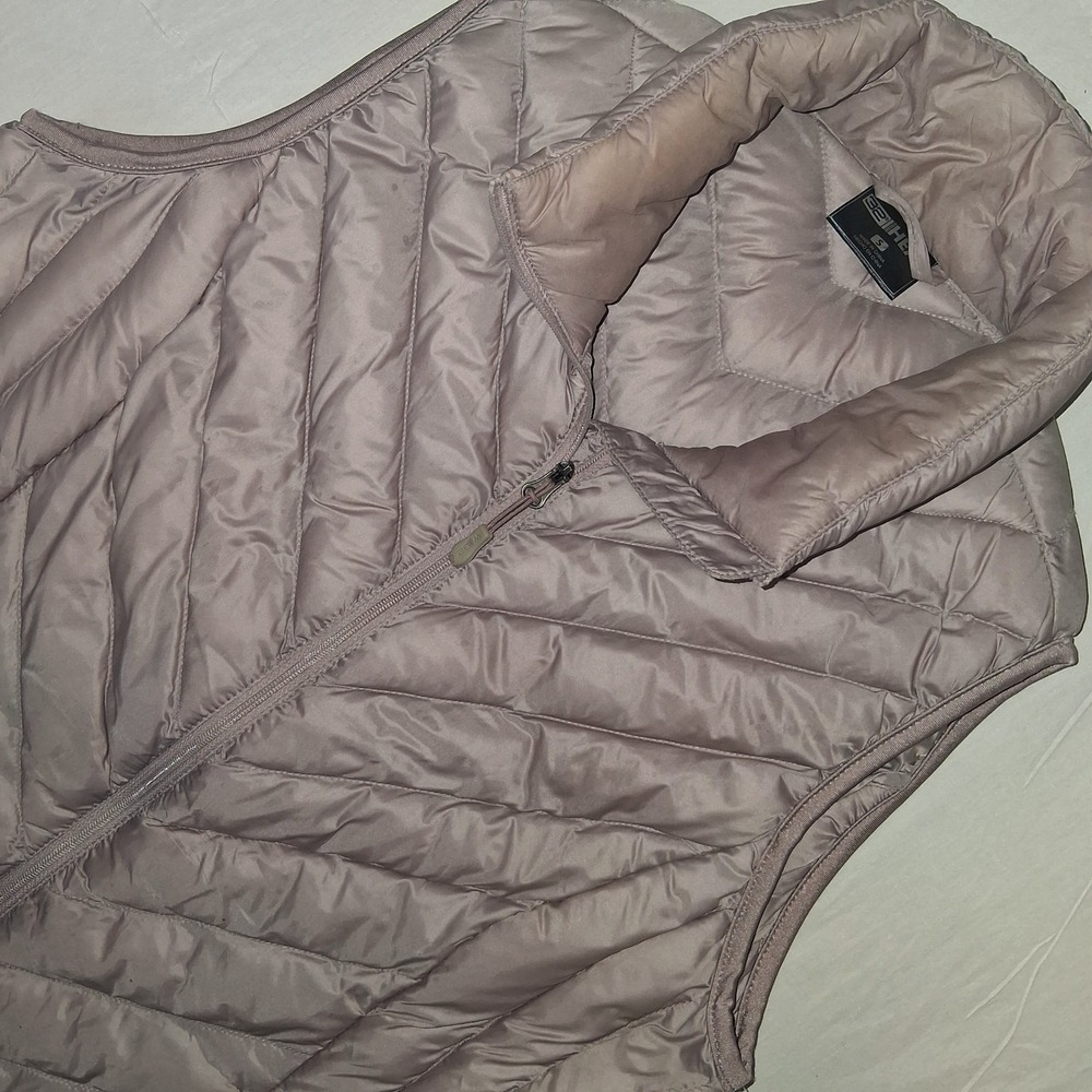 32 Degrees Heat Womens Chevron Quilted Puffer Vest Taupe Mauve Small 1213965